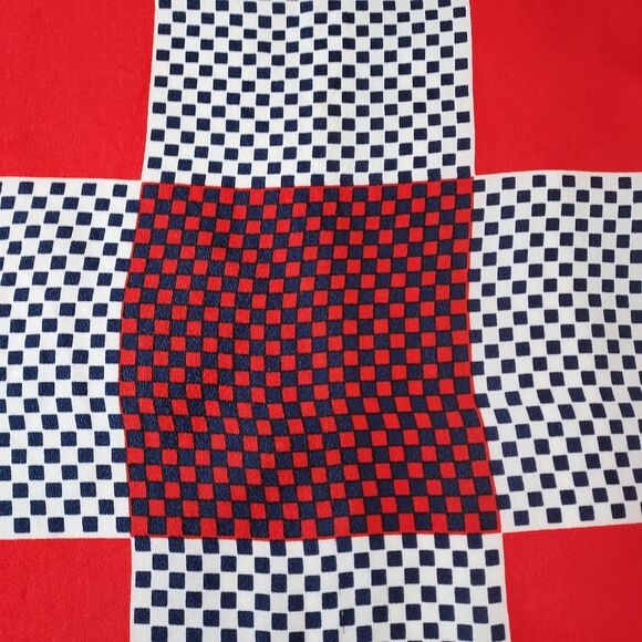 Vintage 60s Red White Blue Square Acetate Scarf Made in Japan - Picture 3 of 9